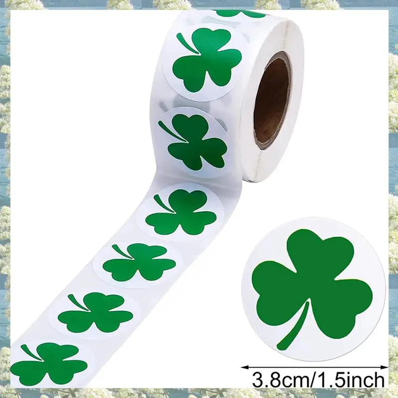 Новинка-1000 шт., наклейки на день Святого Патрика, рулон трилистника, 1-1/2 дюйма, клейкая этикетка для ирландского украшения и рукоделия