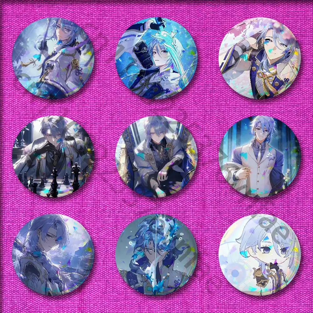 

K-Kamisato Genshin A-Ayato Impact Brooches Creative Round Badge Gifts Pins 25/32/44/58/75mm