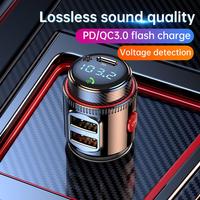 Bluetooth 5.4 FM Transmitter Car Radio Adapter For Wireless Hands-Free Phone Call MP3 Music Player With QC3.0 Fast Charging A4B7
