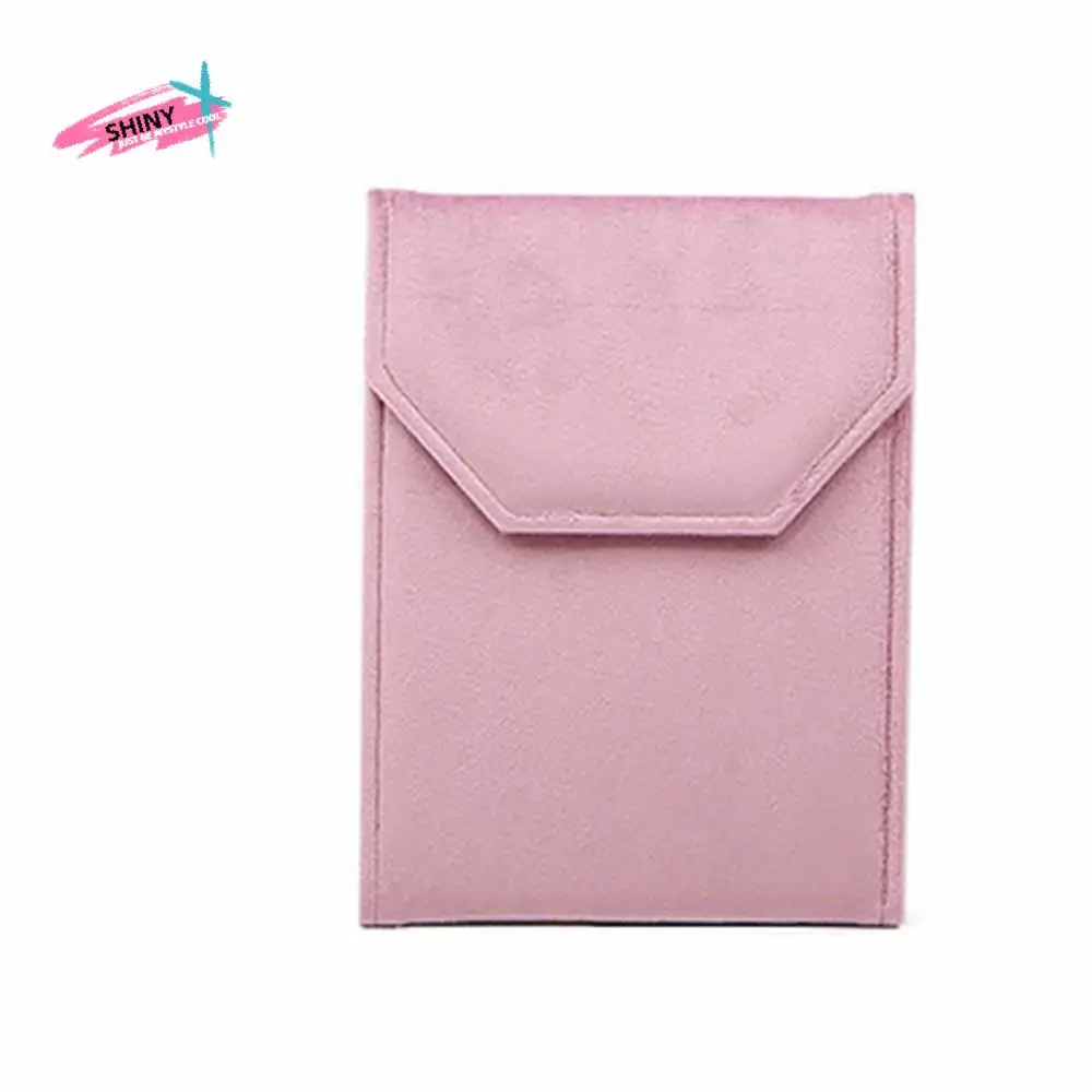 

Velvet Material Velvet Jewelry Pouch Snap Button Closure Soft Lining Necklace Organizer Bag Foldable Design Jewelry Storage Bag