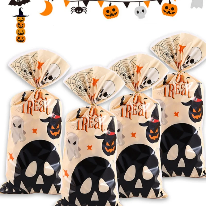 50 stücke Halloween Süßigkeiten Taschen Schokolade Kekse Snack Taschen kinder Halloween Party Geschenk Taschen Kunststoff Backen Shop Flache Geschenk taschen