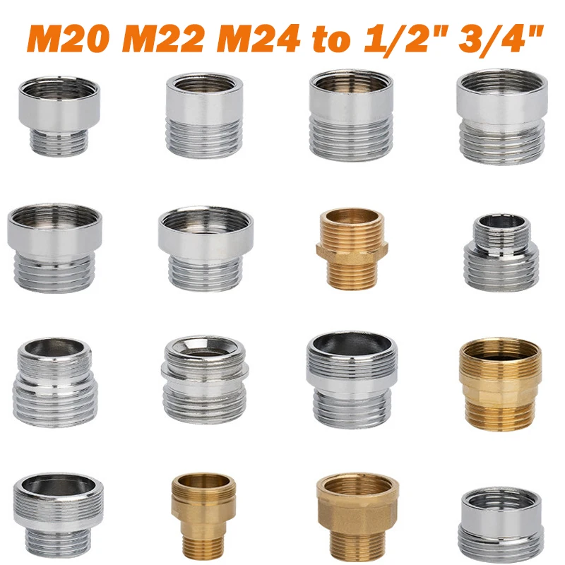 

Латунный кран, аэраторный разъем M20 M22 M24 до 1/2 дюйма 3/4 дюйма, мужской и женский, резьба с тонкими/грубыми зубьями, водосберегающий адаптер, кухонный кран