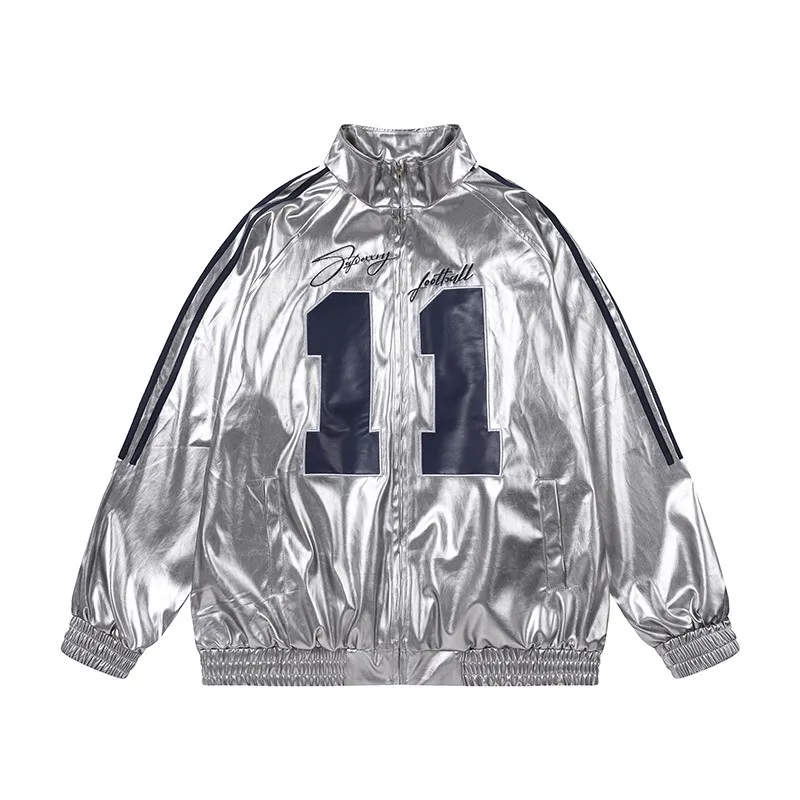 Embroidery Sliver Leather Jackets Women Spring Autumn PU Y2k Jacket Women Loose Varsity Jacket Men Baseball Coats Women Clothing