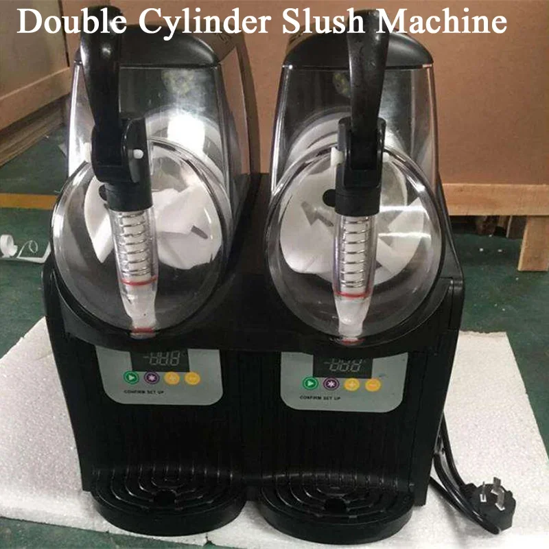 Slush Machine Large Capacity Jam Tank Simple Out Looking Design 2 Bowls Commercial Slush Machine With LED Light Cover