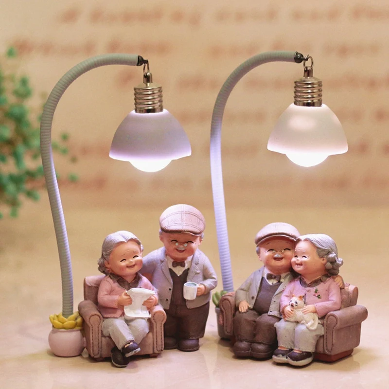 Creative คู่ Night Light เครื่องประดับวาเลนไทน์ของขวัญครบรอบแต่งงานตกแต่งบ้านโรแมนติกเรซิ่นเครื่องประดับ Art Craft-A