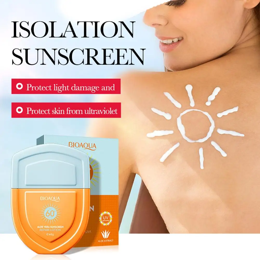 BIOAQUA Aloe Vera Sunscreen SPF60+ High Protection Sun Repair Lotion Water Resistant Moisturizing Sunscreen For Face And Body