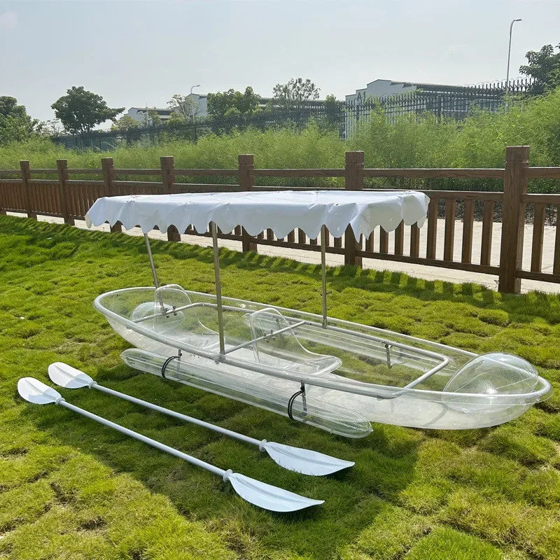 Transparante boot met groot drijfvermogen, internetberoemd glas, transparante roeiboot, zonwering,