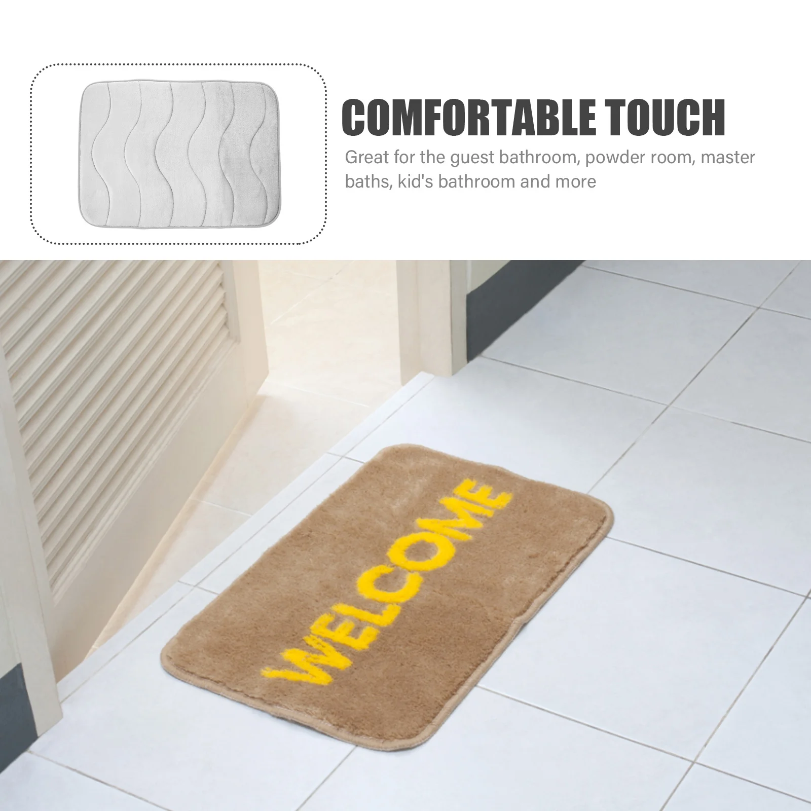 

Anti-Skid Bath Mat Premium Absorbent Comfortable Easy Clean Solid Color Indoor Outdoor Use Entrance Laundry Kitchen