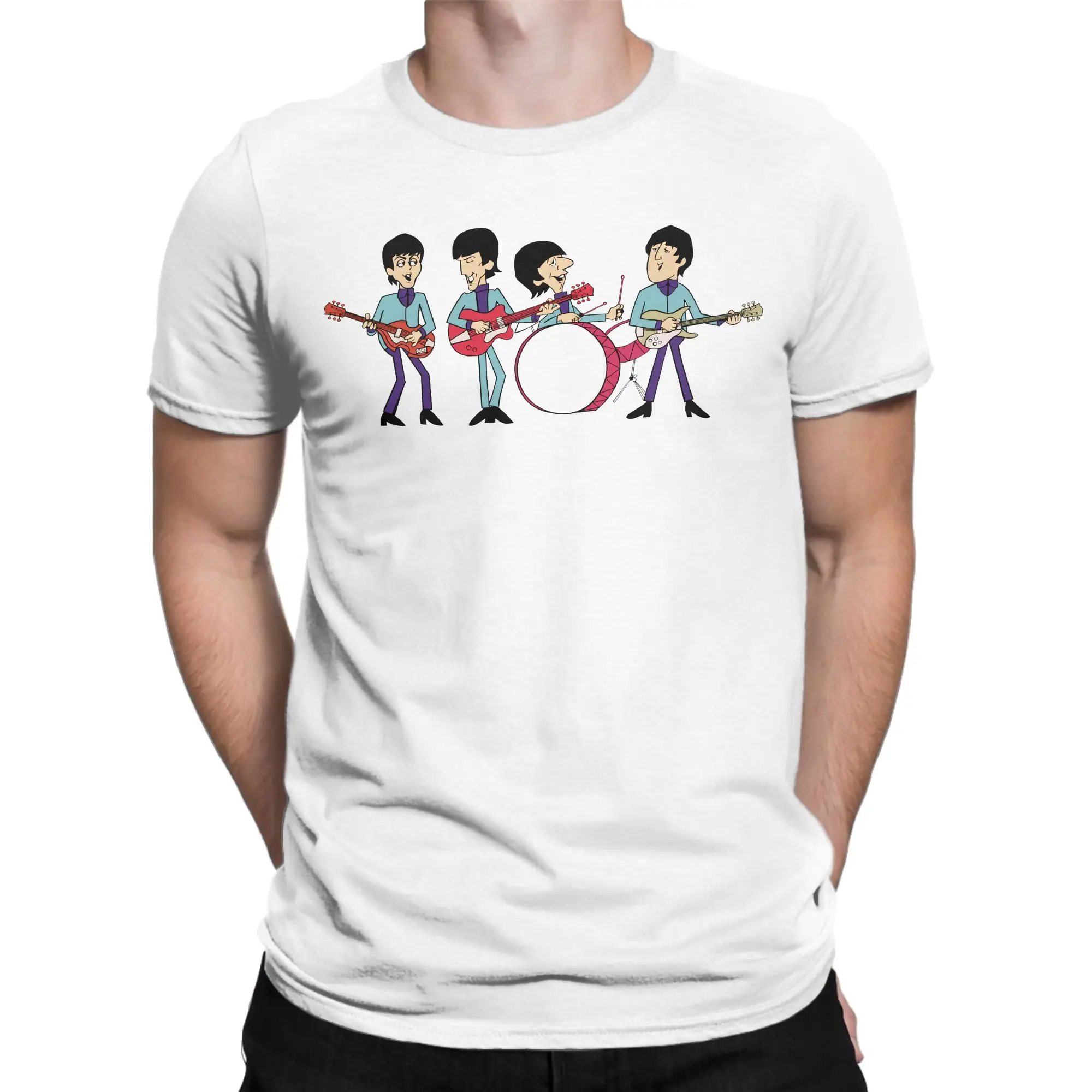 Beatled Music T Shirts Men Pure Cotton Funny T-Shirt Round Neck  Tees Short Sleeve Clothes Printed