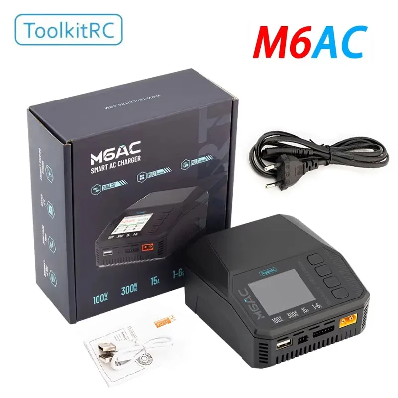

ToolkitRC M6AC Smart AC Balance Charger AC 120W DC300W MAX 30A Dual Input for 1-6S Battery FPV Model Spare Part LiHV LIFE LILON