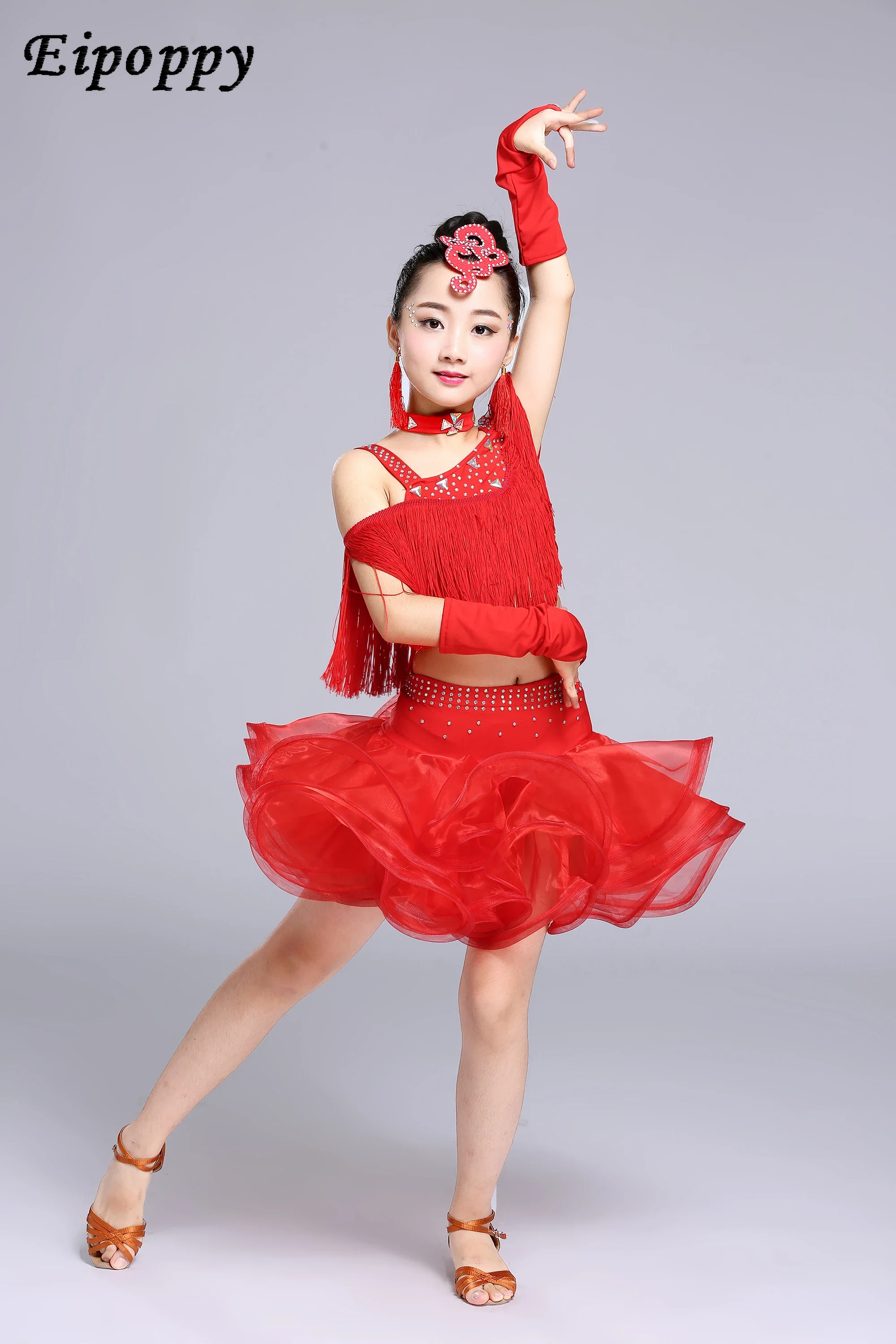 Children's Latin Split Skirt Swing Dance Professional Competition Performance Costumes