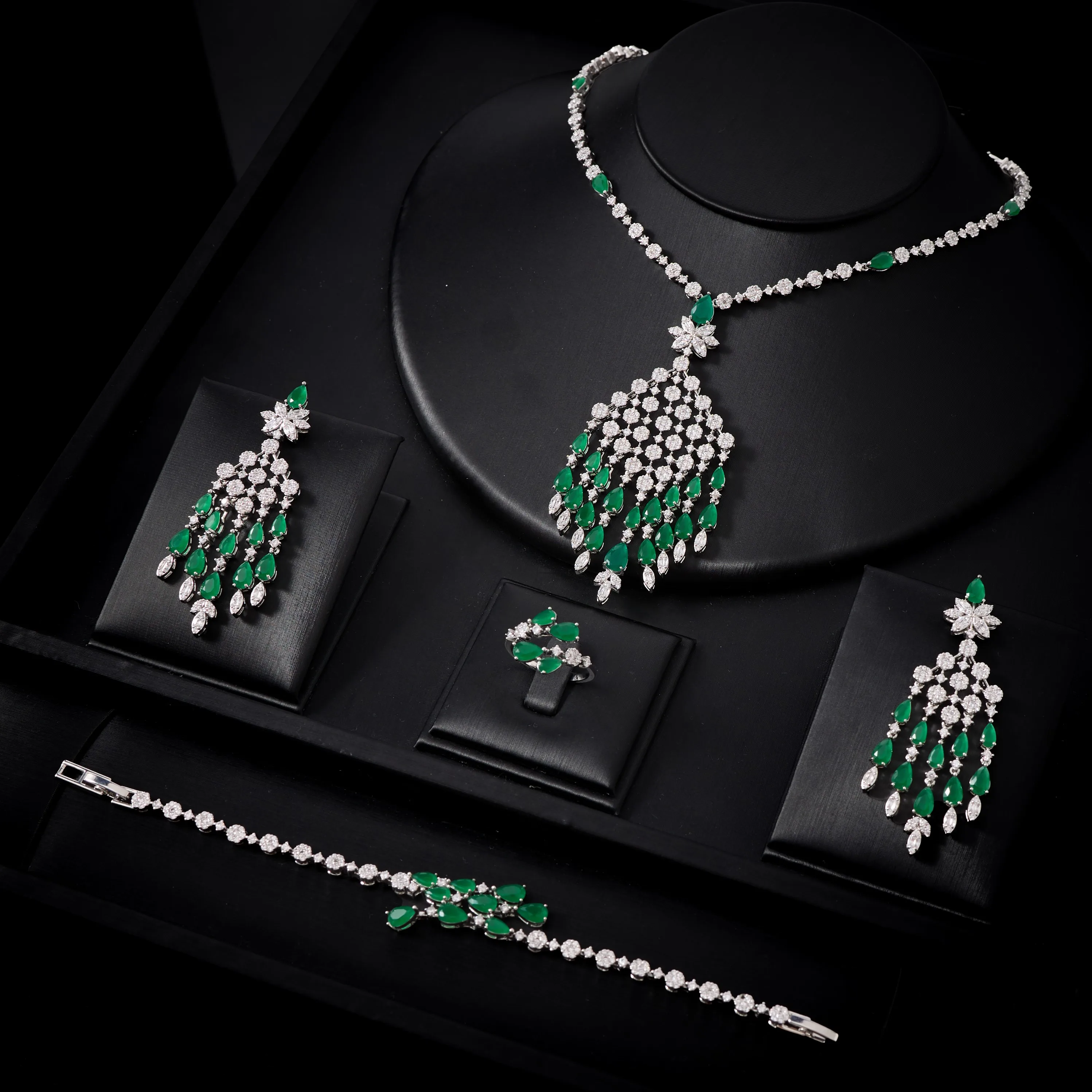 019979 Bridal Woman Jewelry Sets Cubic Zirconia Necklaces for Women Wedding Engagement Party Jewelry Accessories HandMake