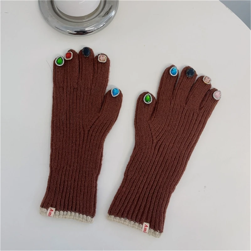 Women Winter Warm Full Finger Gloves Knit Gloves Women Gloves Dropship