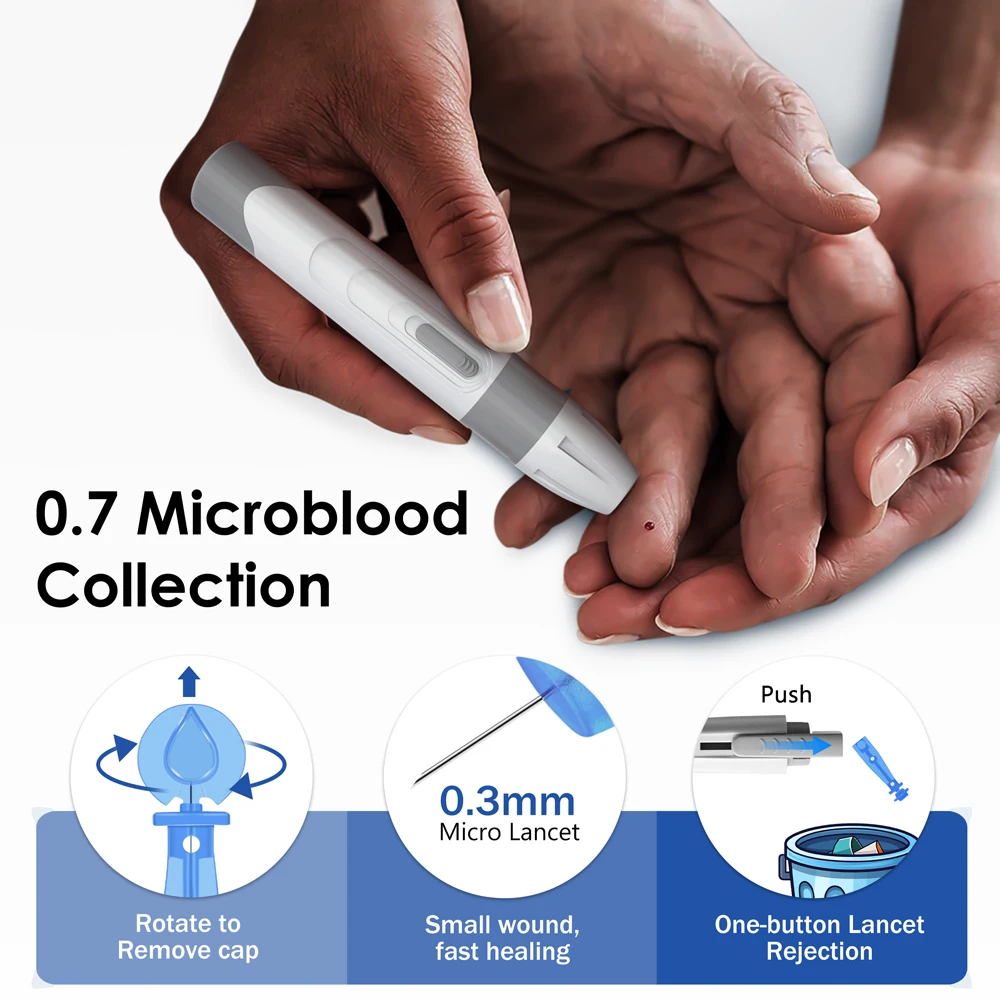 LinkSun G-425-3 Misuratore di glicemia Glucometro Set completo Diabete medico Monitor per zucchero nel sangue Kit completo Strisce reattive per glucosio