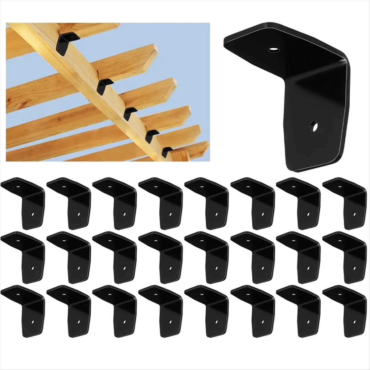 【مخزون】12 قطعة من مشابك أجهزة العريشة السوداء، دعامات رافتر لعريشة الخشب، شعاع الأخشاب، رافعة السقف B #2