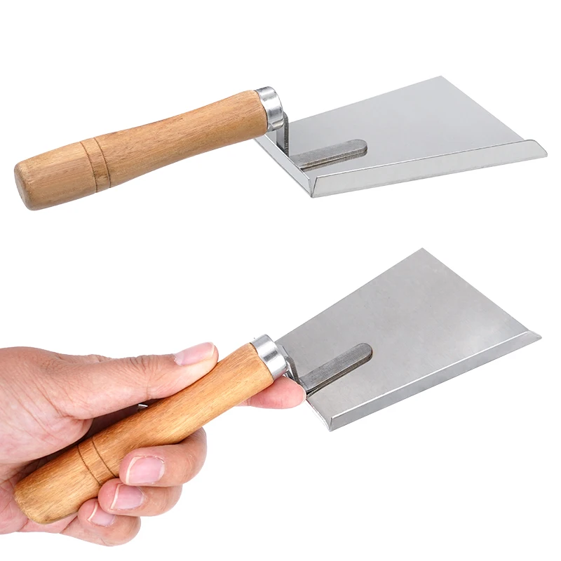 Beekeeping Shovel Bee Honey Cleaning Stainless Steel Honey Scraper Cleaner Tools For Beekeeper Supplies Wooden Handle