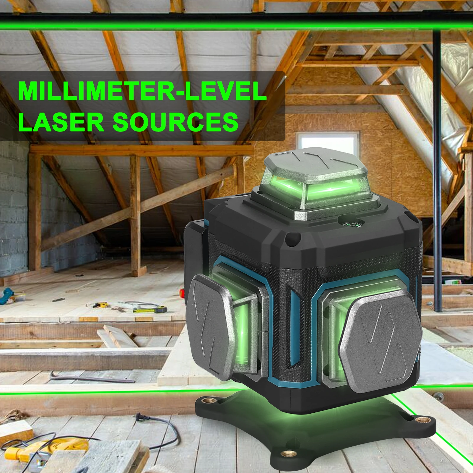 Multifunctional 16 Lines Laser Level 3° Self-leveling Machine Rechargeable Lithium Battery Ground Wall Sticker Waterproof Tools