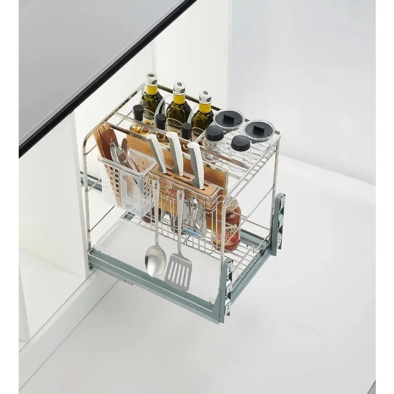 Drawing Kitchen Stainless Steel Drawing Basket Drawer Spice Kitchen Cabinet Seasoning Basket