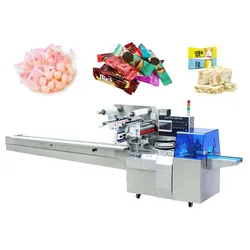 Commercial pillow flow pack candy chocolate bar packaging machine automatic cotton hard gummy bear ice candy packing machine