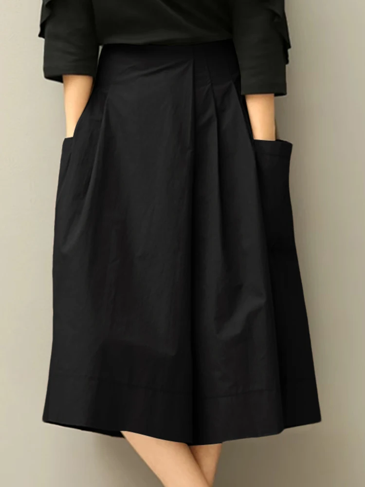 ZANZEA الصيف بنطال ذو قصة أرجل واسعة النساء 2025 السببية مطوي العجل طول السراويل جيوب فضفاضة الصلبة موضة مرونة الخصر بنطلونات #1