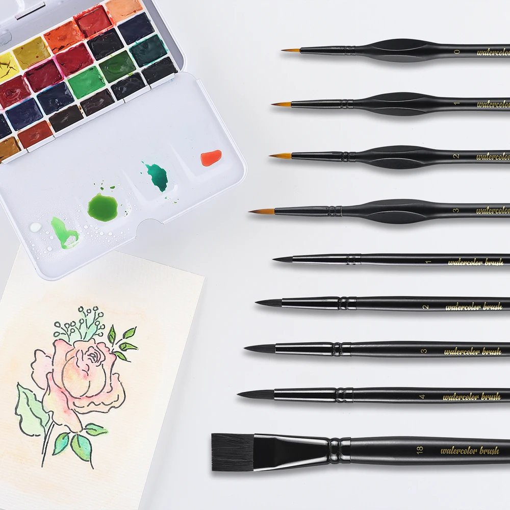 

20222 New Arrival Round Flat Detail Paint Brushes Diy Watercolor Brushes Pen Oil Paint for Artists Painters Beginners Art Tools