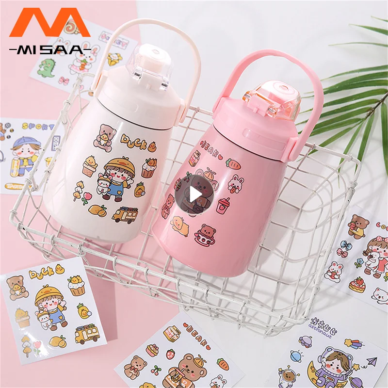 5PCS Cartoon Bear Sticker Korean Style Glass Window Decal Cute Laptop Car Water Bottle Decor for Scraping Book Decoration