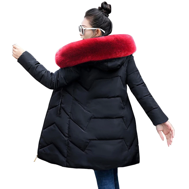 

Fake Fur Womens Parkas Black Outwear Autumn Winter Hooded Coat Female Winter Jacket Women's Winter Down Jackets And Coats