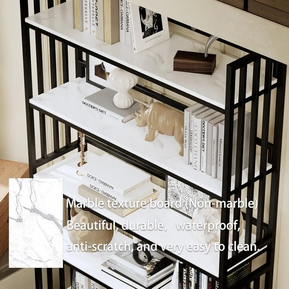 منظم رف كتب بطول 6 طبقات 72 بوصة للأقراص المضغوطة والأفلام والكتب - تخزين حديث للمكتب المنزلي وغرفة النوم وغرفة المعيشة #4