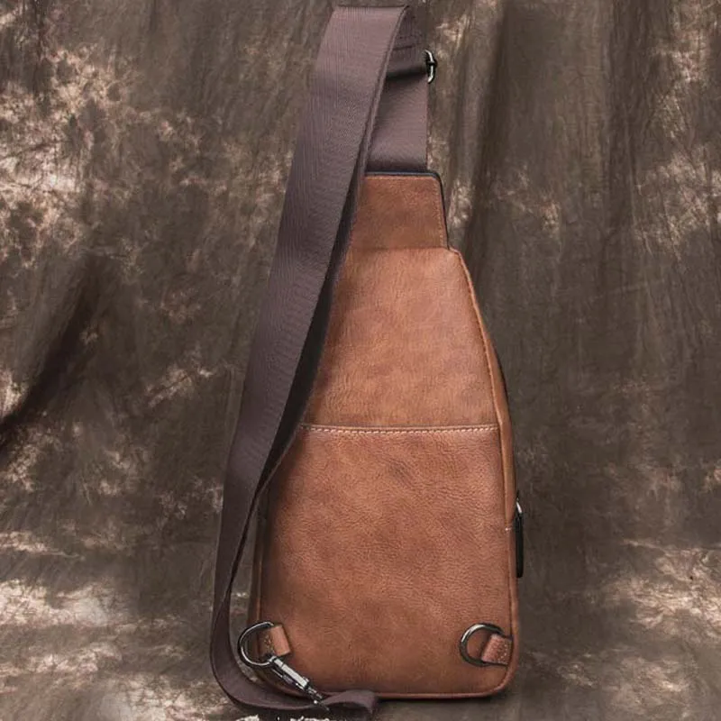 Vrijetijdsmode Koeienhuid Lederen Borsttas Voor Heren Vintage Crossbody Tas Mannelijke Casual Schoudersling Kleine Rugzak T208