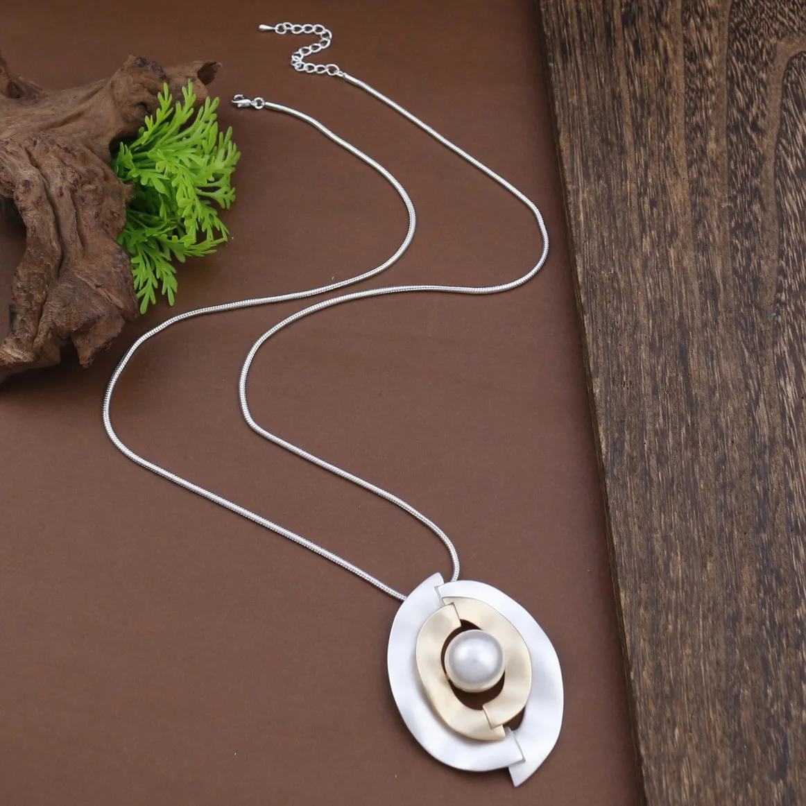 DIY accessories dumb hollow geometric round long pendant, women's creative exaggeration irregular round long necklace