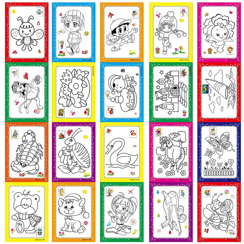 10PCS Watercolor Painting Random Style Children DIY Graffiti Coloring Card Early Education Puzzle Graffiti Drawing Toys TMZ