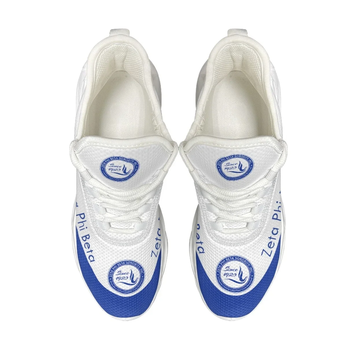 Blue White Zeta Phi Beta Pattern Female Men Autumn Winter Tennis Shoes Shock Absorption Lightweight Lace Up Breathable Sneakers