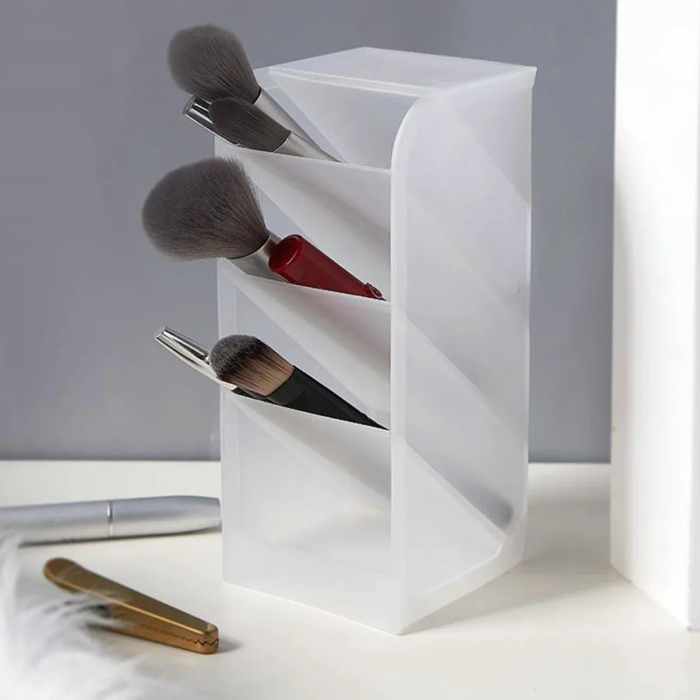 

Sloped Pen Holder Frosted Matte Finish 45 Degree Tilt Multi-Grid Desktop Organizer For Stationery Pencil Storage Box