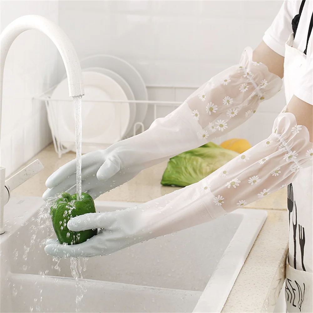 Dishwashing Artifact Lighten The Cuffs Lengthen Wide Cuffs Pvc Household Extension Waterproof Rubber Gloves Easy To Wear