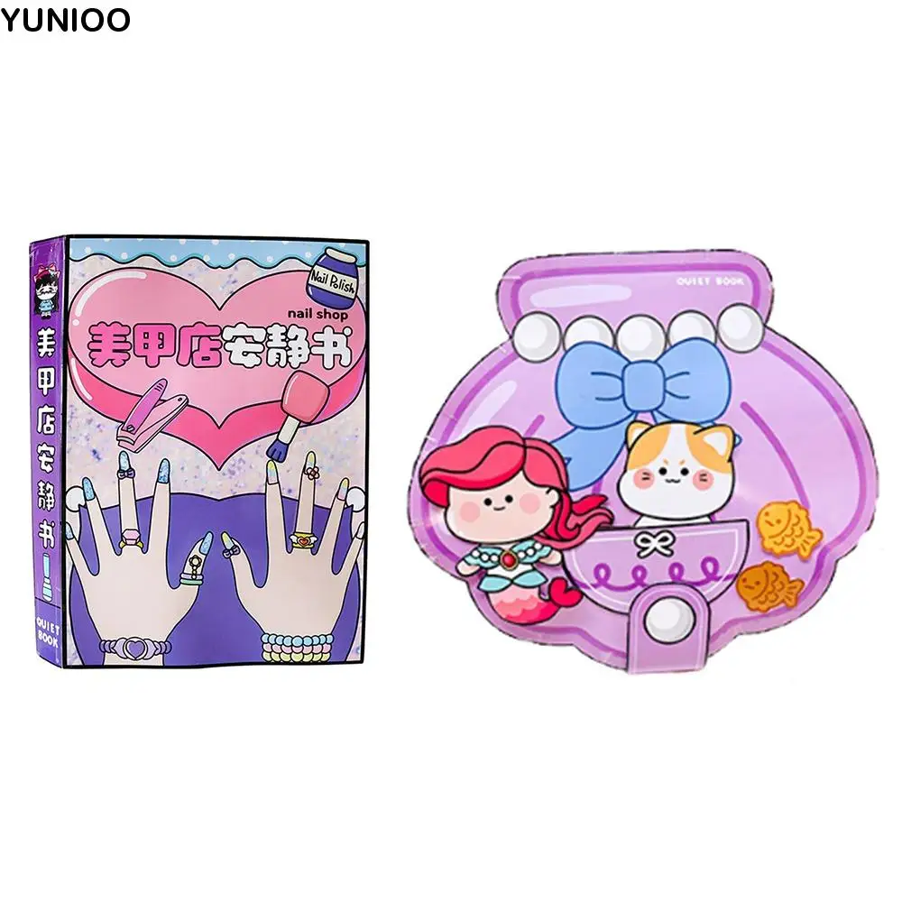 Ontwikkelingsspeelgoed 3D Nagelwinkel Rustig Boek Interactief Creatief DIY Aankleedspeelgoed Puzzelstijl Ambachtelijke Make-up Rustig Boek Meisjesspeelgoed