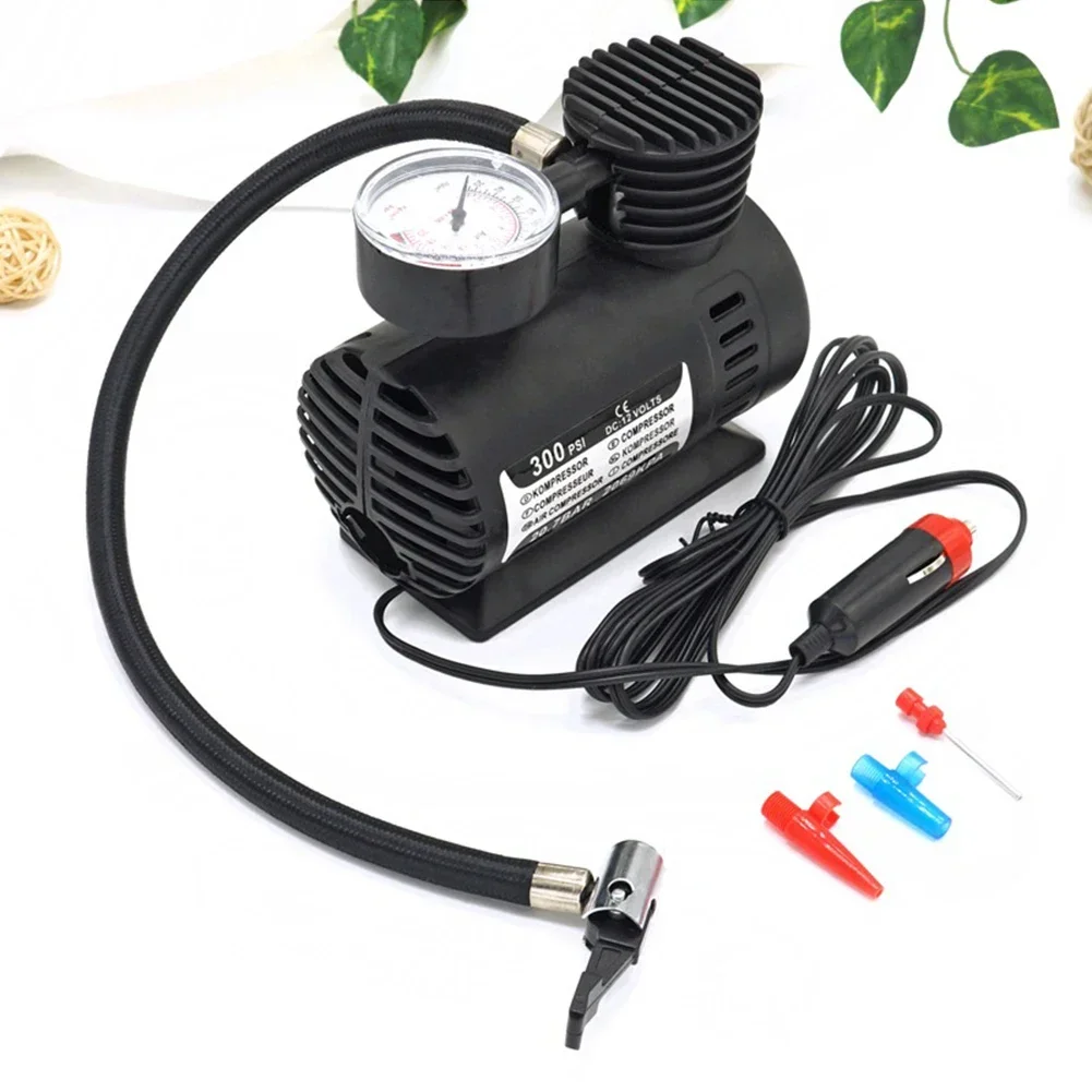 12V 300PSI Mini Air Compressor Electric Tire Inflator with Gauge Portable Tire Pump High Precision Electric Compact Air Pump