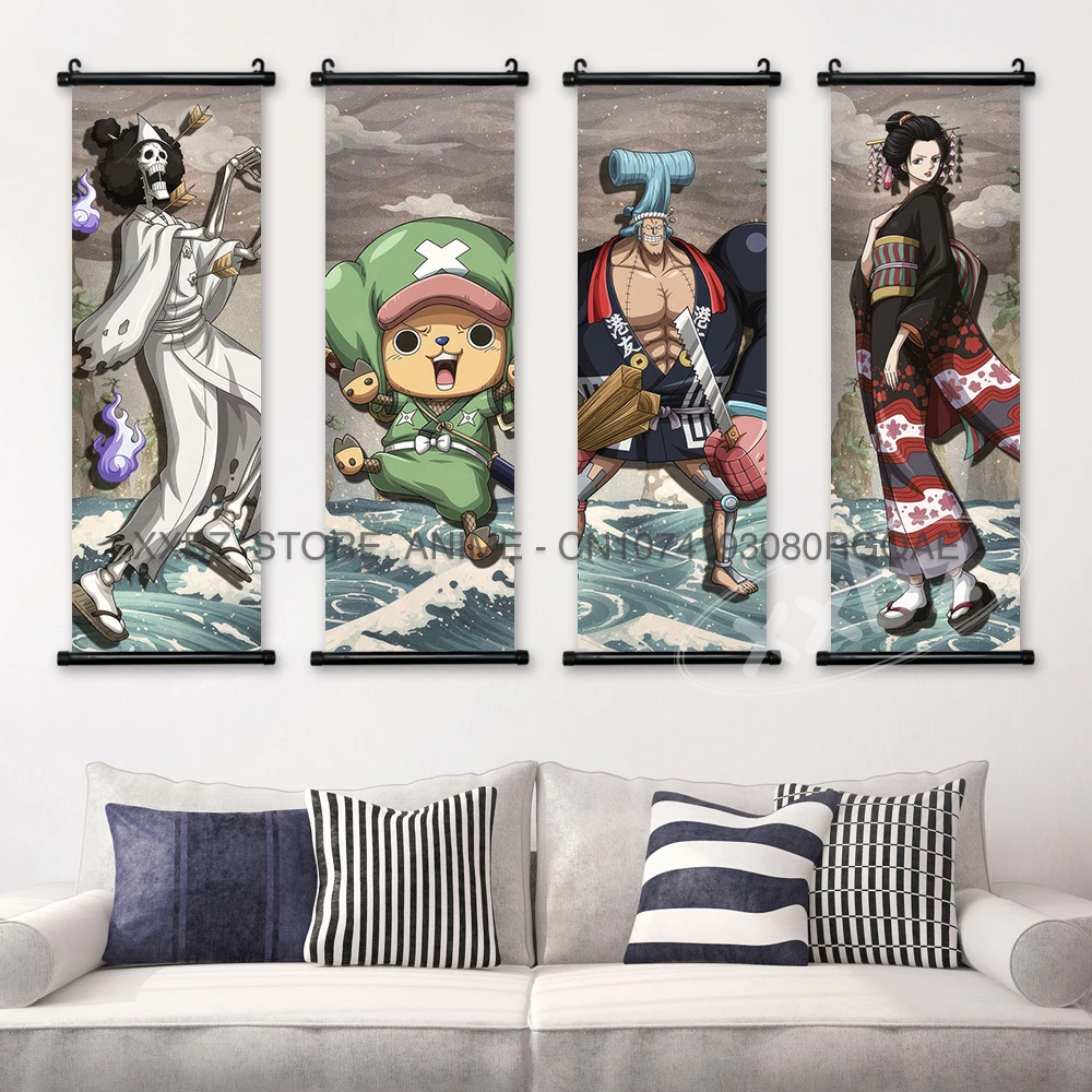 ONE PIECE Scrolls Picture Anime Home Decor Roronoa Zoro Wall Art Vinsmoke Sanji Hanging Painting Monkey D. Luffy Canvas Poster