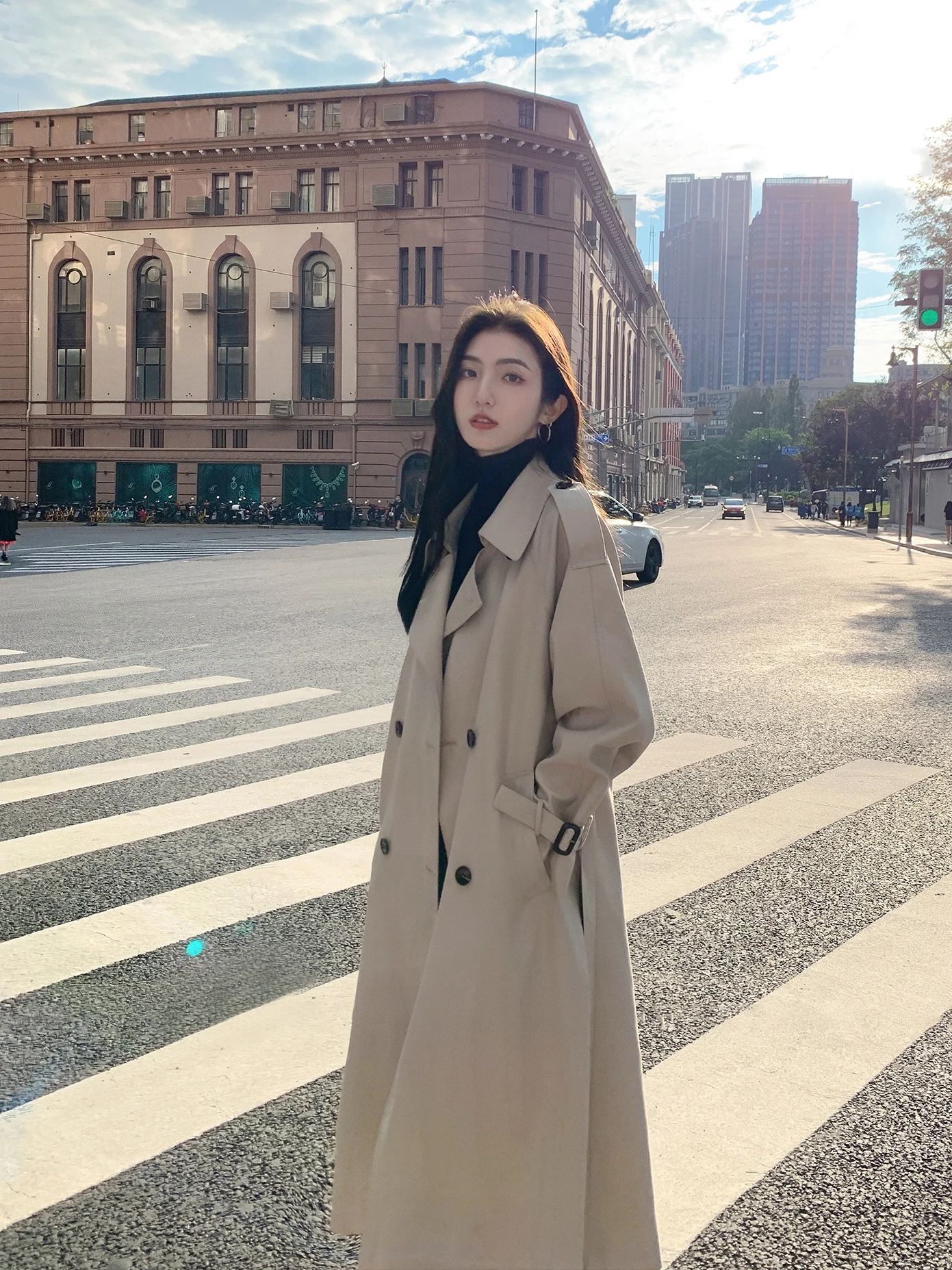 

Длинное женское пальто большого размера MULVAN цвета хаки, корейское повседневное пальто из смеси вискозы из полиэстера, длинное платье с воротником-стойкой