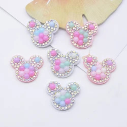 30Pcs 25*22mm Padded Rhinestone Mouse Head Patches for DIY Clothes Hat Sewing Headwear Hair Clips Decor Appliques Accessories