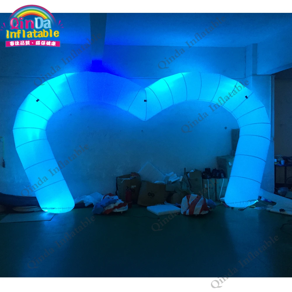 Heart Shape Inflatable Led Light Archway 8M Wedding Decoration Inflatable Entrance Arch