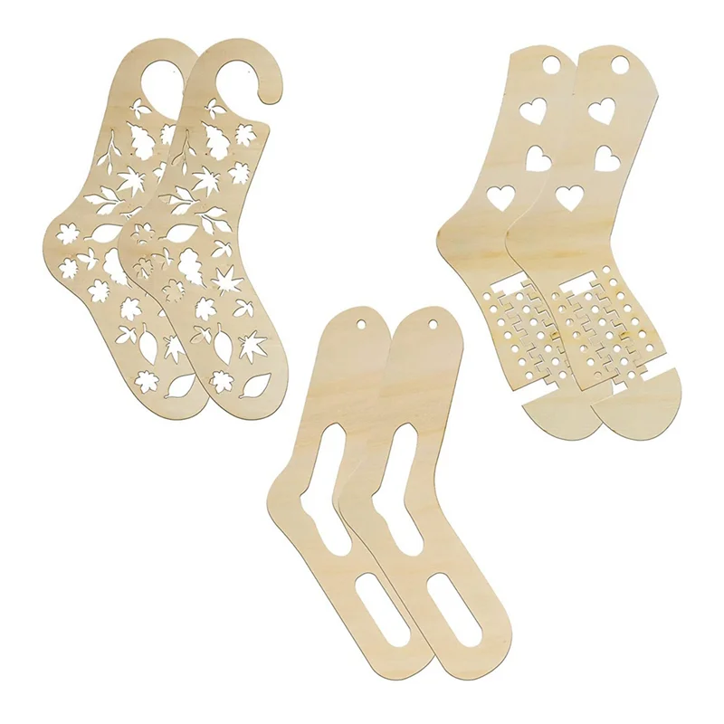 

A96K-6Pcs Деревянные блокираторы для вязания, блокираторы для вязания крючком, формы для демонстрации чулок, простые в использовании