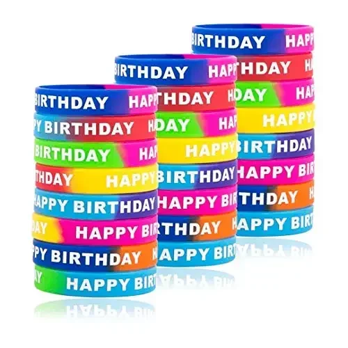 Simple Birthday Party Theme Color Letter Silicone Geometric Shape Eight Bracelets for Boys Girls Holiday Gifts