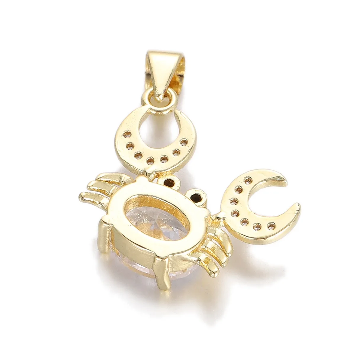 2 Pcs Marine Creature Copper Plated Zircon Pendant Diy Necklace Bracelet Jewelry Making Conch Starfish Crab Octopus Accessories