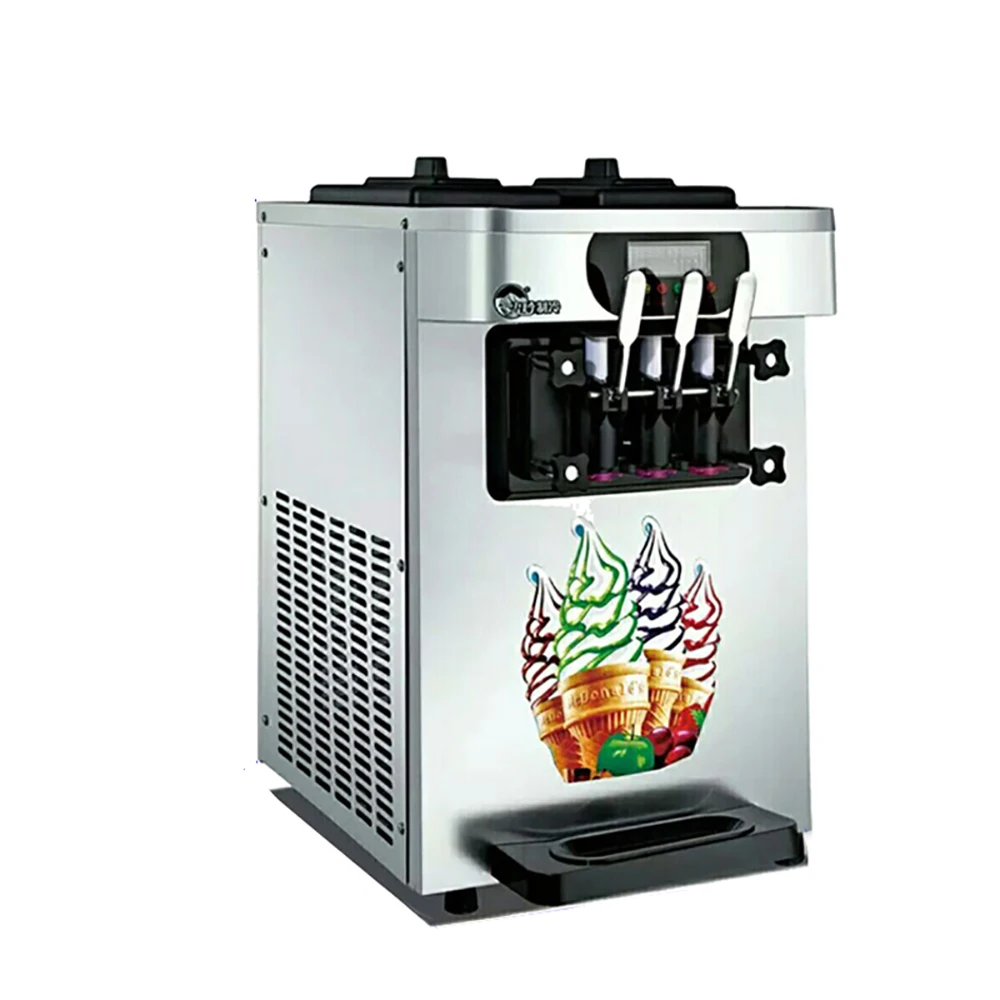 

3 Flavors Ice Cream Machine Small Soft Ice Cream Maker Desktop Stainless steel Yogurt Machine 110V/220V