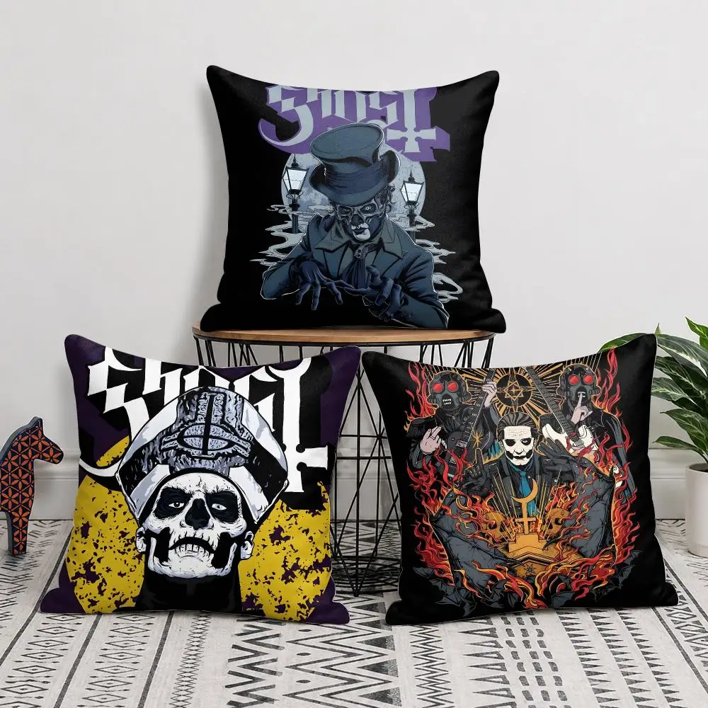 Popular G-ghost Band Cushion Cover Silky Short Plush Invisible Zipper Dustproof Sofa Pillow Case For Home Decor