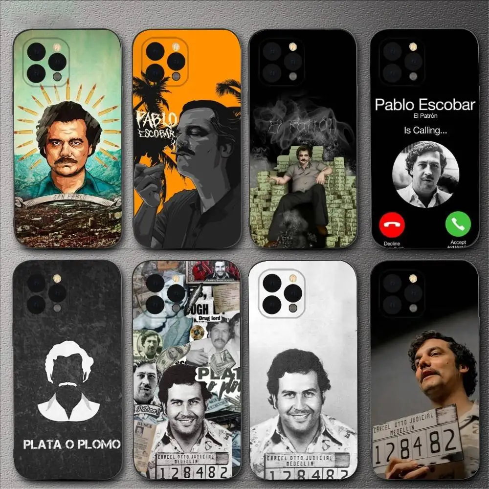 

Pablo Escobar Phone Case For iPhone 16,15,14,13,12,11,XS,XR,X,8,7,Pro,Max,Plus,mini Silicone Black Cover