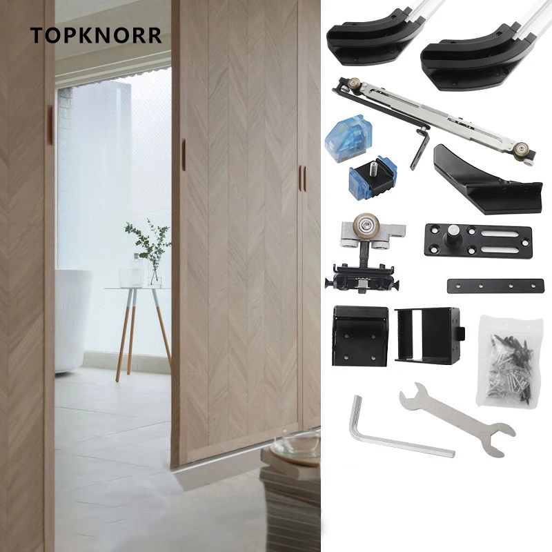 Imagem -03 - Invisible Push Door Sliding Track Polia Interna do Amortecedor Apto para Vestiário e Quarto Acessórios de Hardware Push Bus
