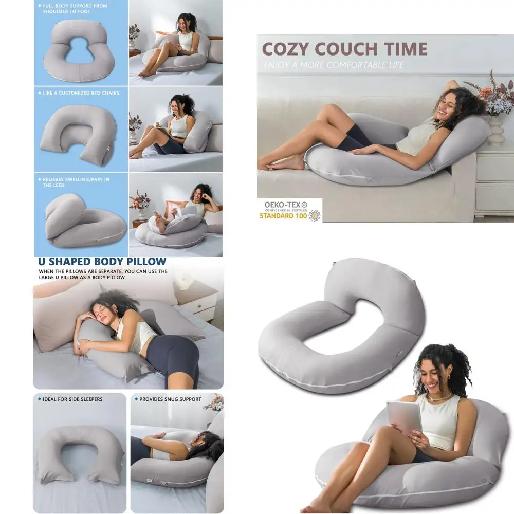 

Grey Ergonomic Bed and Couch Gaming Pillow for Adults with Cooling Support