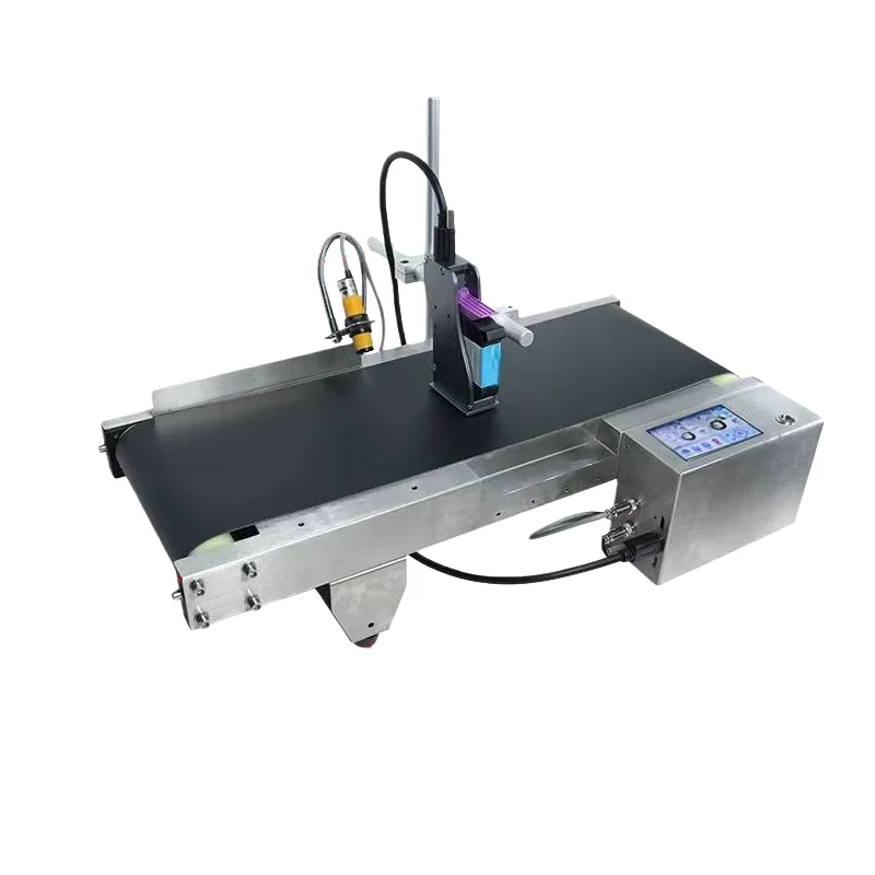 Desktop Inkjet Printer with Mini Conveyor Belt | Plastic Bag/Carton Box/Paper Label Paging Coding Machine
