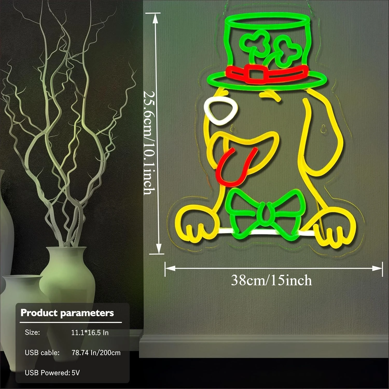 قبعة عيد القديس باتريك النيون الذهبي المسترد LED ضوء النيون لغرفة النوم الرجال الكهف لعبة غرفة عيد ميلاد ديكور حفلة هدية
